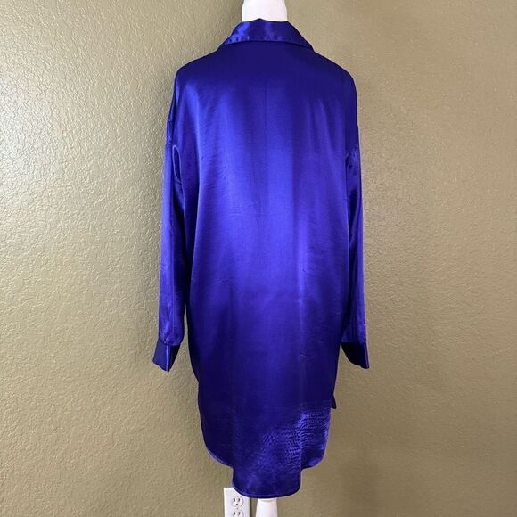 Vintage Gold Label Victoria Secret Button Down Pajama Shirt Dress Silky Size M - Picture 5 of 7